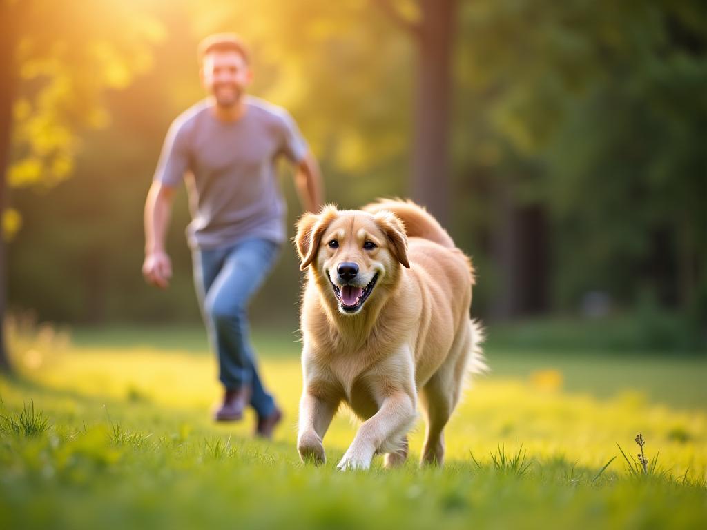 Chien heureux avec son maître après formation